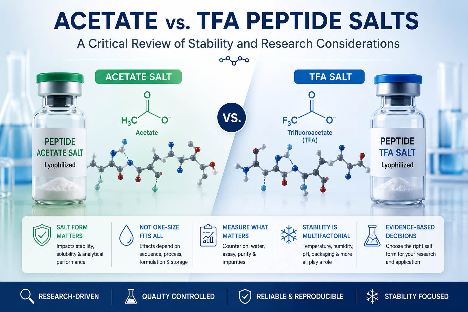 Acetate vs. TFA Peptide Salts: A Critical Review of Stability and Research Considerations